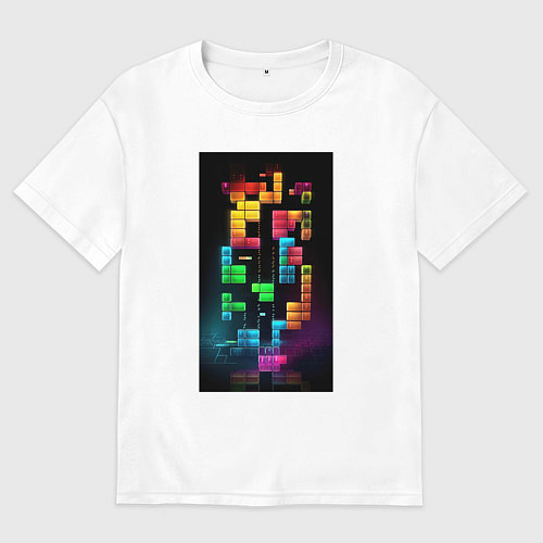 Женская футболка оверсайз Цветной тетрис / Белый – фото 1