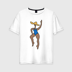 Женская футболка оверсайз Девушка в купальнике и шляпе - абстракция