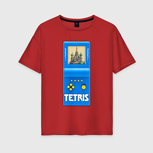 Женская футболка оверсайз Тетрис Консоль / Красный – фото 1