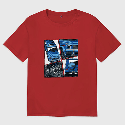 Женская футболка оверсайз Mercedes-Benz G63 AMG Gelandewagen V1 / Красный – фото 1