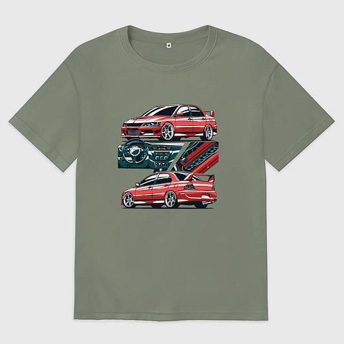 Женская футболка оверсайз Mitsubishi Lancer Evolution IX V1 / Авокадо – фото 1