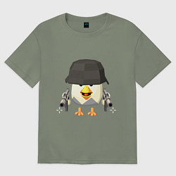 Футболка оверсайз женская Chicken Gun в каске, цвет: авокадо