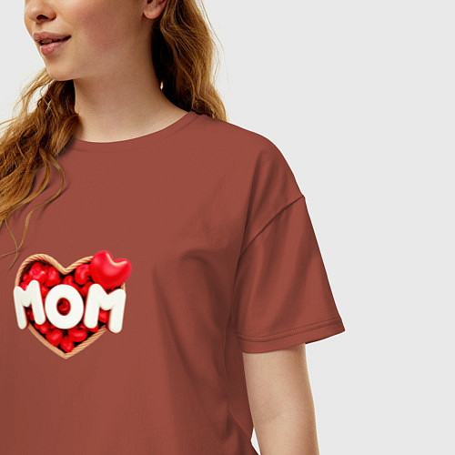 Женская футболка оверсайз I Love mom / Кирпичный – фото 3