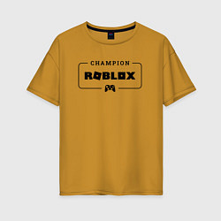 Женская футболка оверсайз Roblox gaming champion: рамка с лого и джойстиком