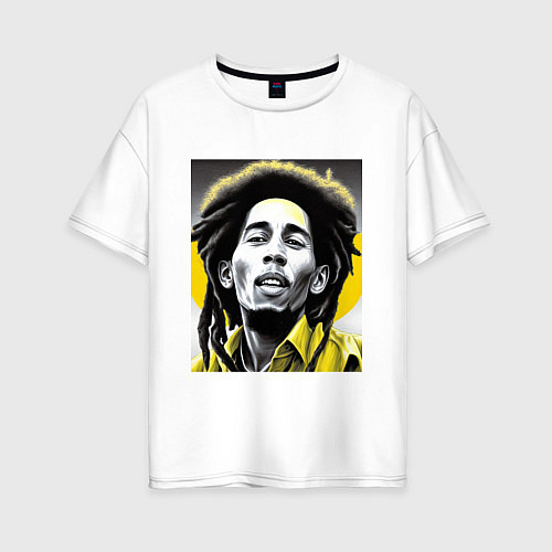 Женская футболка оверсайз Bob Marley Digital Art / Белый – фото 1