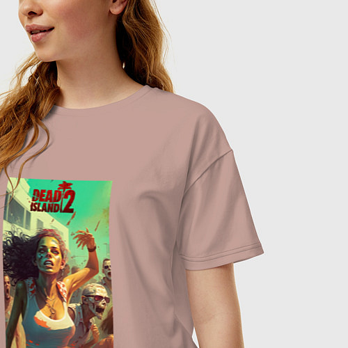 Женская футболка оверсайз Зараженная девушка / Пыльно-розовый – фото 3
