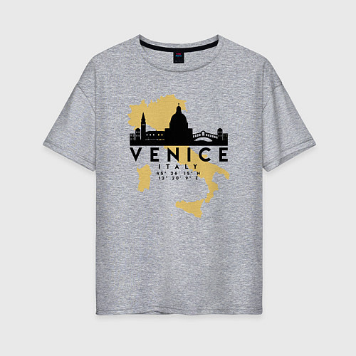 Женская футболка оверсайз Итальянская Венеция / Меланж – фото 1