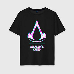 Женская футболка оверсайз Assassins Creed в стиле glitch и баги графики