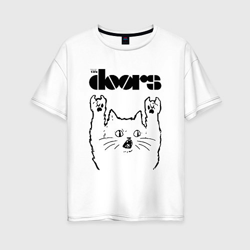 Женская футболка оверсайз The Doors - rock cat / Белый – фото 1