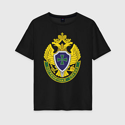 Футболка оверсайз женская Пограничные войска - герб, цвет: черный