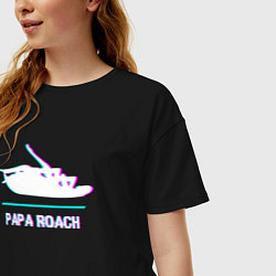 Футболка оверсайз женская Papa Roach glitch rock, цвет: черный — фото 2