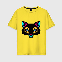 Футболка оверсайз женская Яркий абстрактный кот, цвет: желтый