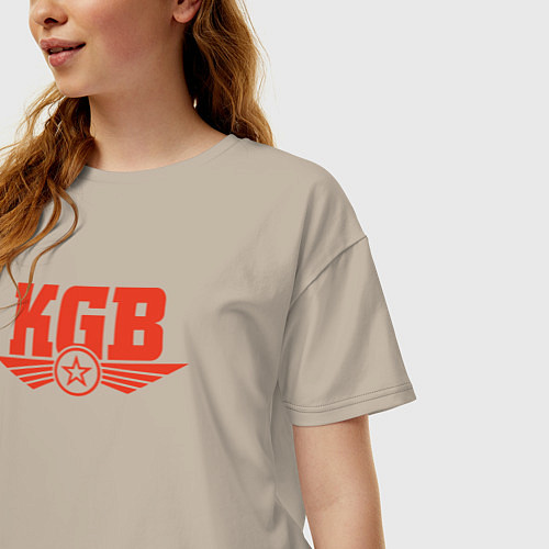 Женская футболка оверсайз KGB Red / Миндальный – фото 3