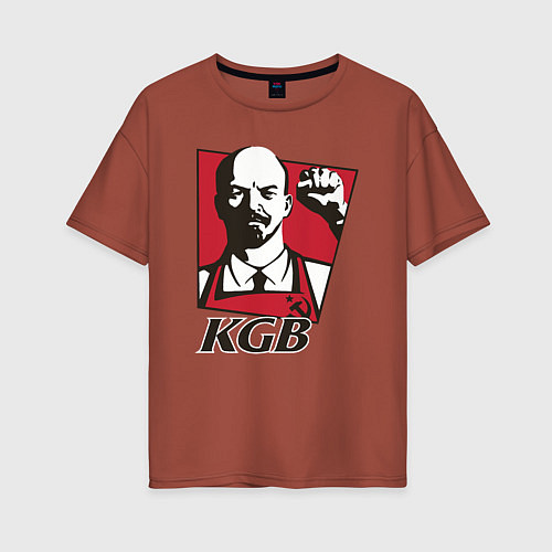 Женская футболка оверсайз KGB Lenin / Кирпичный – фото 1