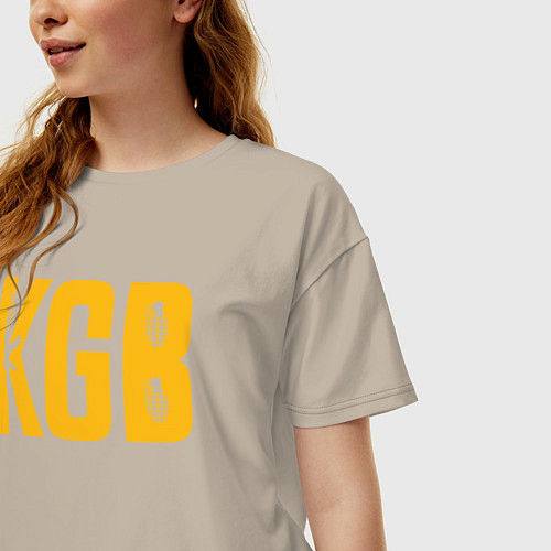 Женская футболка оверсайз KGB / Миндальный – фото 3