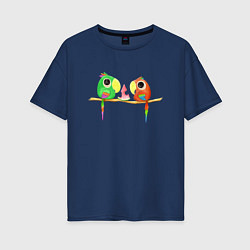 Женская футболка оверсайз Попугайчики и арбуз