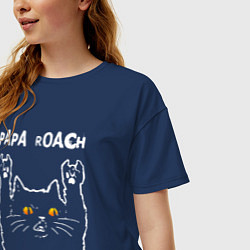 Футболка оверсайз женская Papa Roach rock cat, цвет: тёмно-синий — фото 2