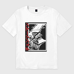 Футболка оверсайз женская Человек бензопила в движении арт, цвет: белый