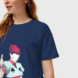 Футболка оверсайз женская Хисока и лого на спине, цвет: тёмно-синий — фото 2