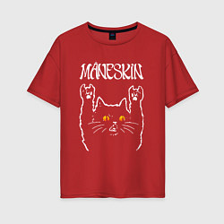 Футболка оверсайз женская Maneskin rock cat, цвет: красный