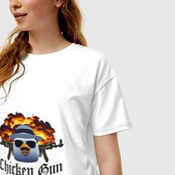 Футболка оверсайз женская Chicken gun game, цвет: белый — фото 2