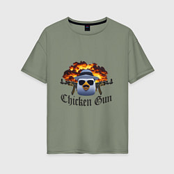 Женская футболка оверсайз Chicken gun game