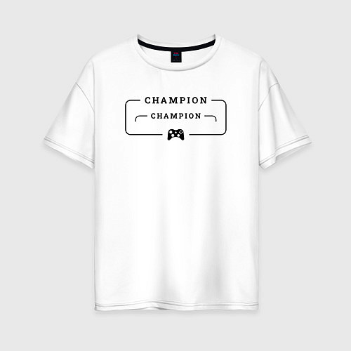 Женская футболка оверсайз S T A L K E R gaming champion: рамка с лого и джой / Белый – фото 1
