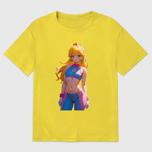 Женская футболка оверсайз Принцесса Пич настоящая фитоняшка - Марио / Желтый – фото 1
