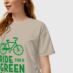 Футболка оверсайз женская Ride for a green planet, цвет: миндальный — фото 2