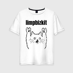 Футболка оверсайз женская Limp Bizkit - rock cat, цвет: белый