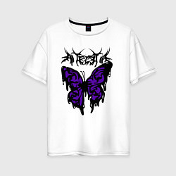Женская футболка оверсайз Gothic black butterfly