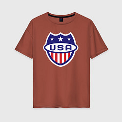 Футболка оверсайз женская Shield USA, цвет: кирпичный