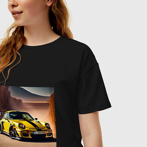 Женская футболка оверсайз Porsche 911 / Черный – фото 3