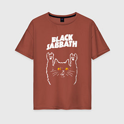 Женская футболка оверсайз Black Sabbath rock cat