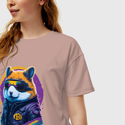 Футболка оверсайз женская Крипто хомяк, цвет: пыльно-розовый — фото 2