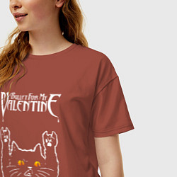 Футболка оверсайз женская Bullet For My Valentine rock cat, цвет: кирпичный — фото 2
