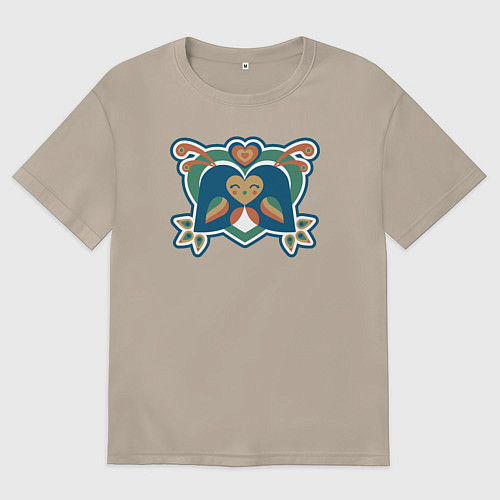 Женская футболка оверсайз Lovely birds / Миндальный – фото 1