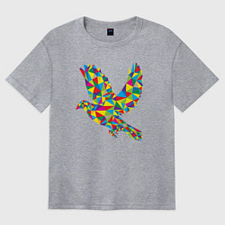 Женская футболка оверсайз Разноцветная птичка