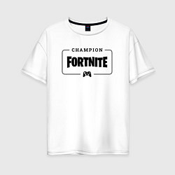 Футболка оверсайз женская Fortnite gaming champion: рамка с лого и джойстико, цвет: белый