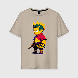 Футболка оверсайз женская Bart Simpson samurai - neural network, цвет: миндальный