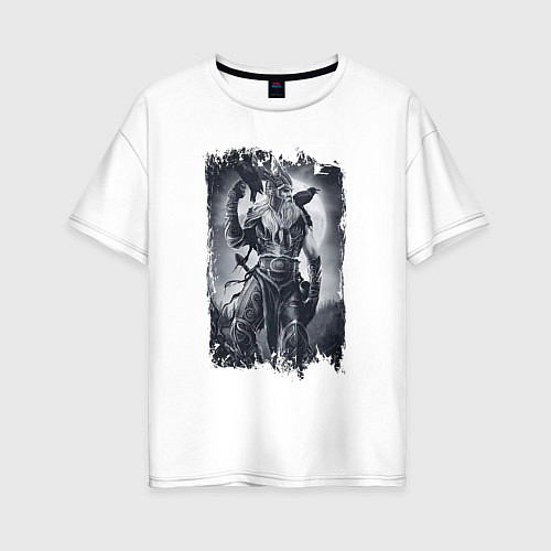 Женская футболка оверсайз Один и вороны / Белый – фото 1