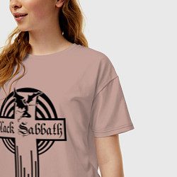 Футболка оверсайз женская Black Sabbath Cross, цвет: пыльно-розовый — фото 2