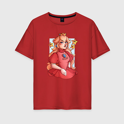 Женская футболка оверсайз The Super Mario Bros Принцесса Пич / Красный – фото 1
