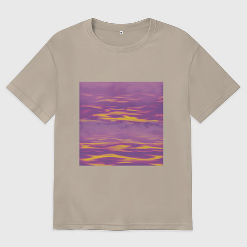 Женская футболка оверсайз Сиреневое море / Миндальный – фото 1