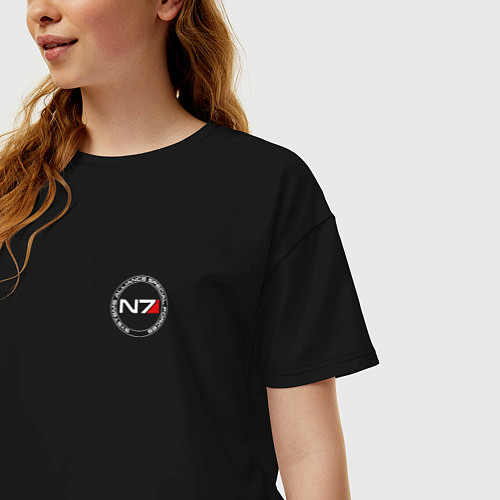 Женская футболка оверсайз Mass Effect N7 systems alliance special forces / Черный – фото 3