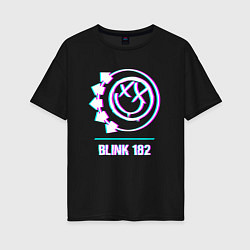 Женская футболка оверсайз Blink 182 glitch rock