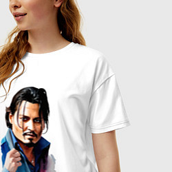 Футболка оверсайз женская Johnny Depp - watercolor, цвет: белый — фото 2