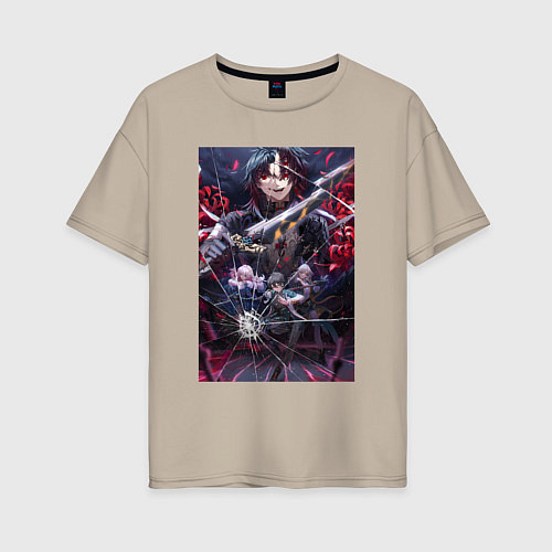 Женская футболка оверсайз Honkai Star Rail за стеклом / Миндальный – фото 1