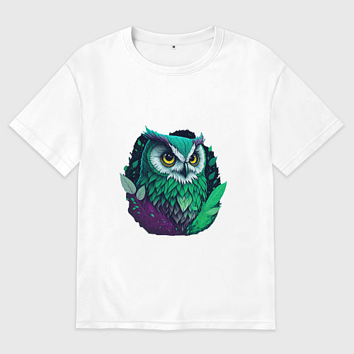 Женская футболка оверсайз Изумрудная сова / Белый – фото 1