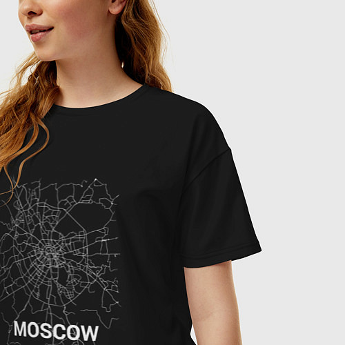 Женская футболка оверсайз Moscow map / Черный – фото 3